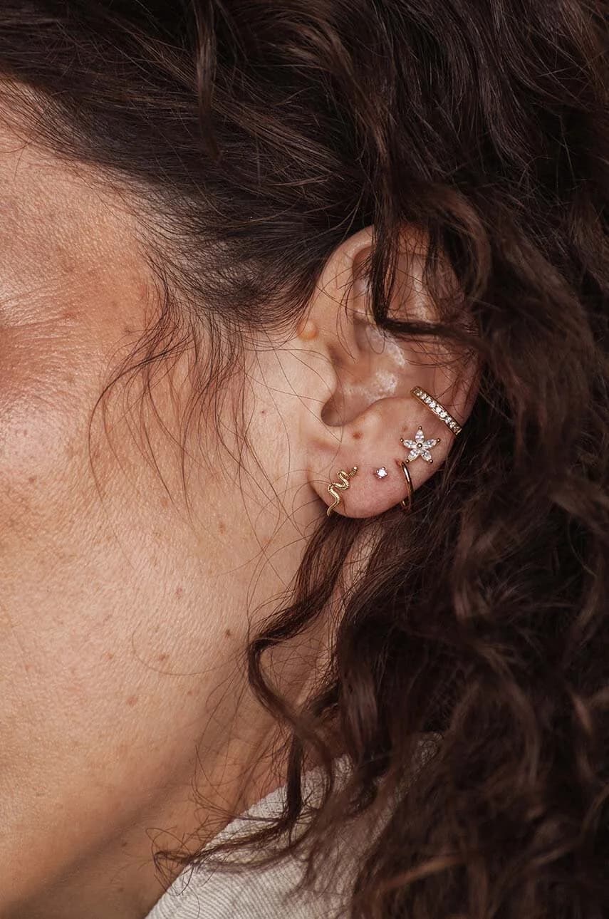 Позолоченная серебряная серьга ROCK IT - фото 3