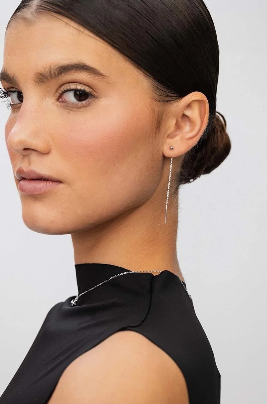 Серебряные серьги ОВАЛ - фото 2