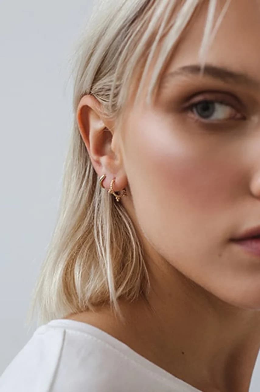 Позолоченные серебряные серьги - фото 2