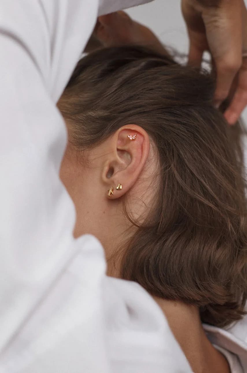 Позолоченная серебряная серьга Piercing Rock It - фото 2