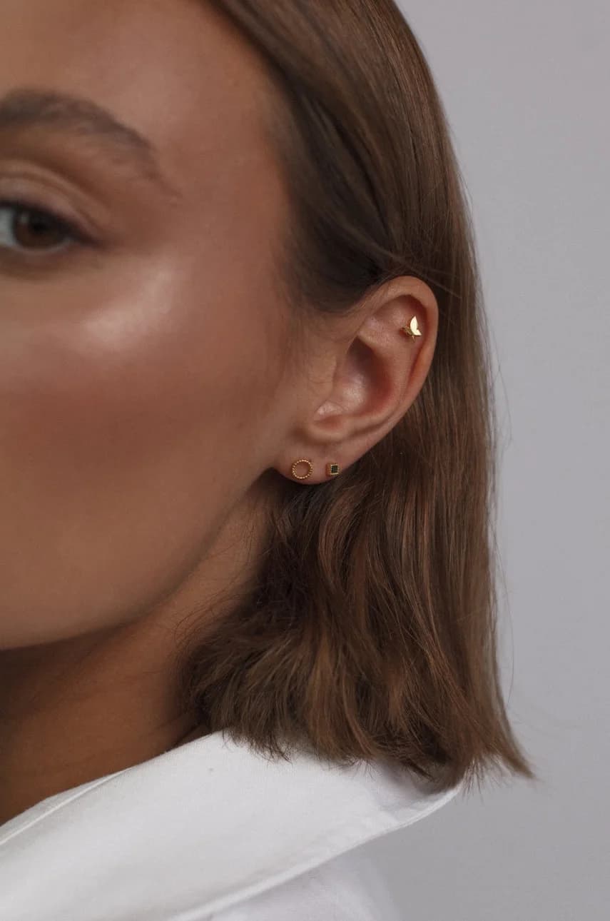 Позолоченная серебряная серьга Piercing Rock It - фото 2