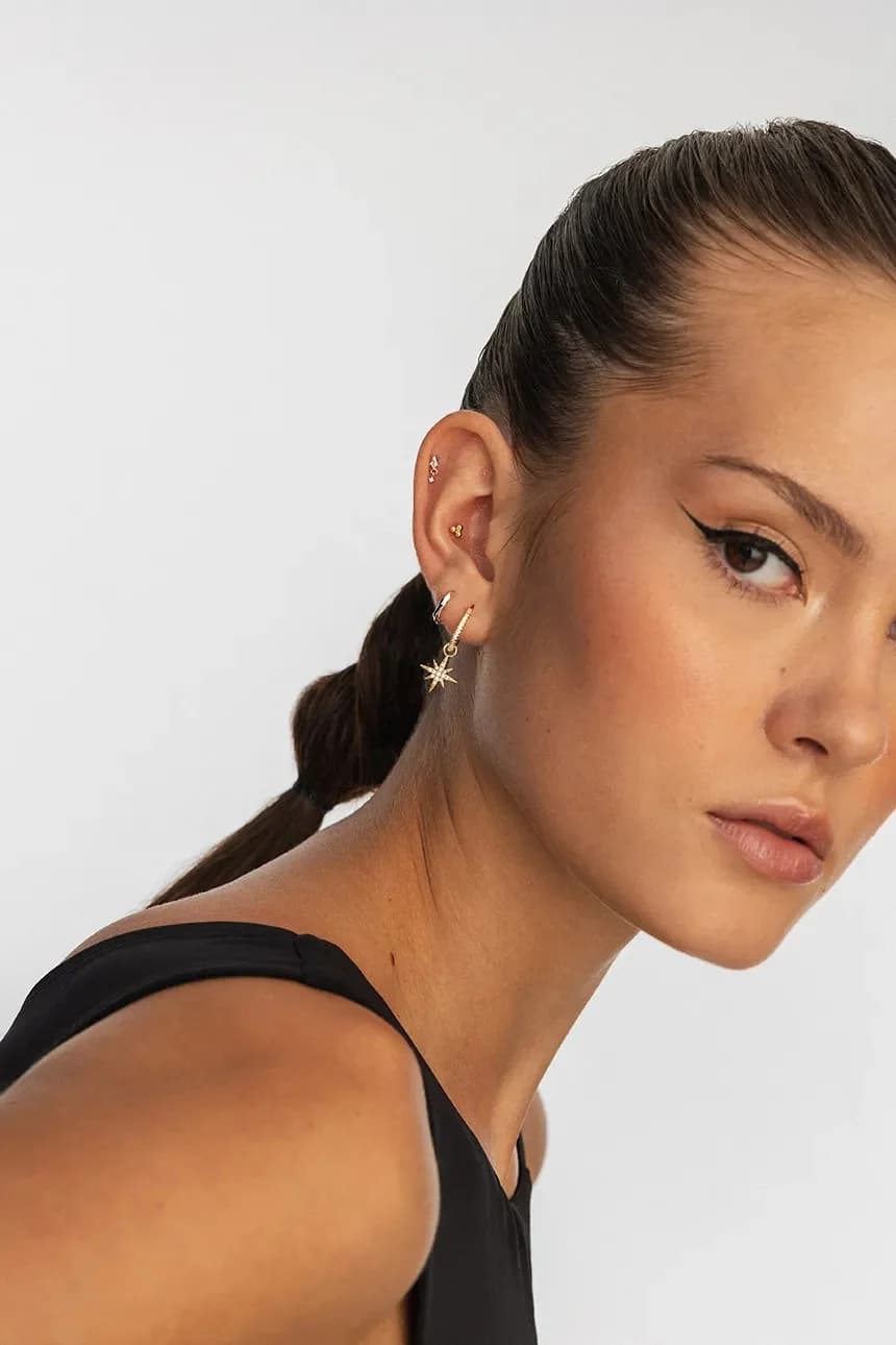 Серебряная серьга для пирсинга - фото 4