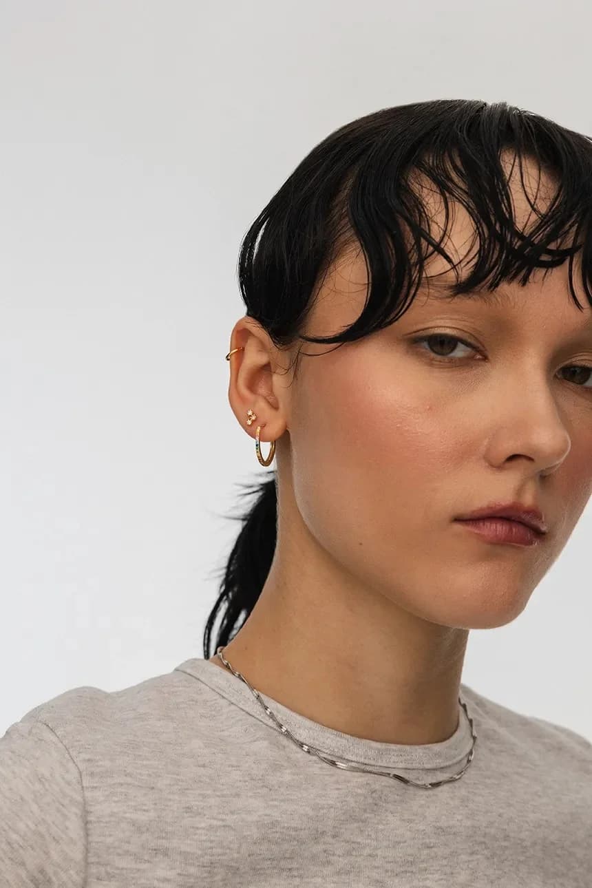 позолоченные серебряные серьги SKY - фото 3