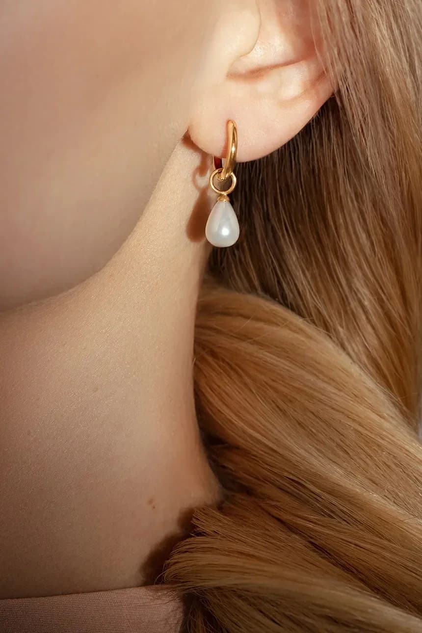 Позолоченные серьги с жемчугом - фото 2