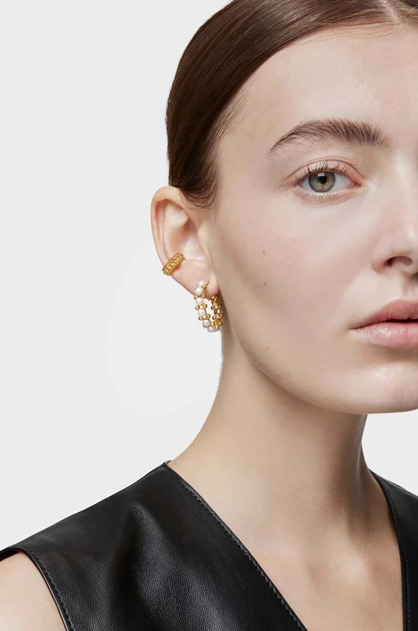 Позолоченные серебряные серьги - фото 5