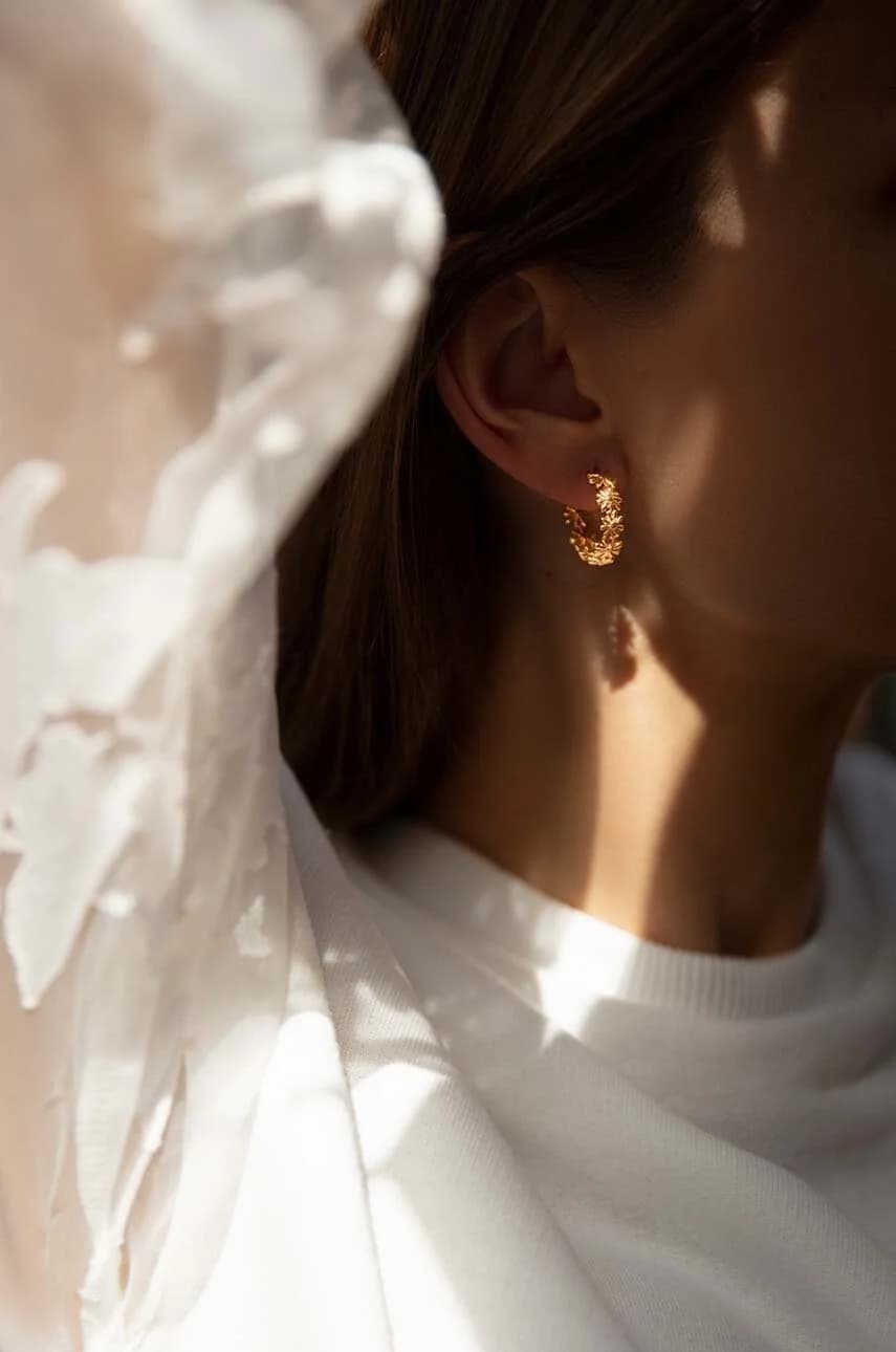 Позолоченные серьги «Цветы» - фото 2