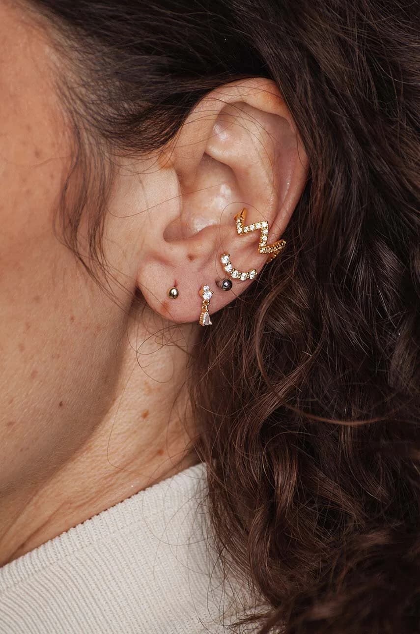 Позолоченная серебряная серьга ROCK IT - фото 3