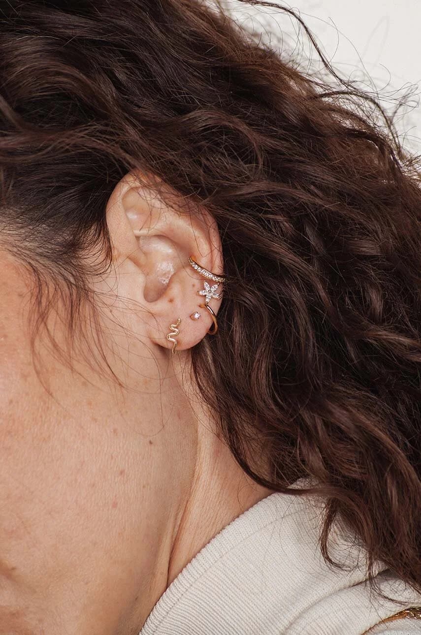 Позолоченная серебряная серьга ROCK IT - фото 4