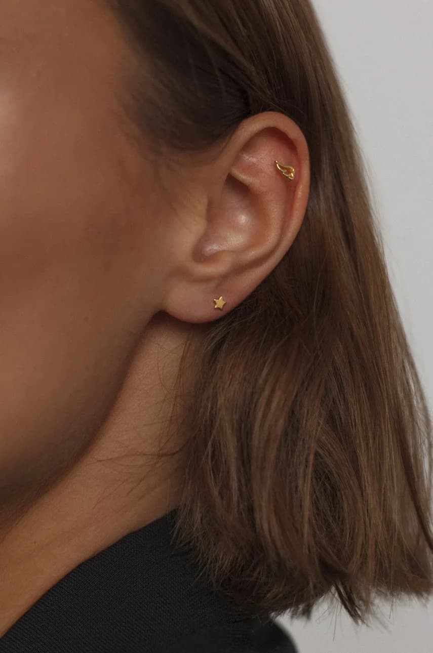 Позолоченная серебряная серьга Piercing Rock It - фото 2