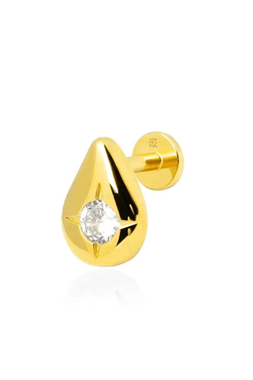 Позолоченная серебряная серьга