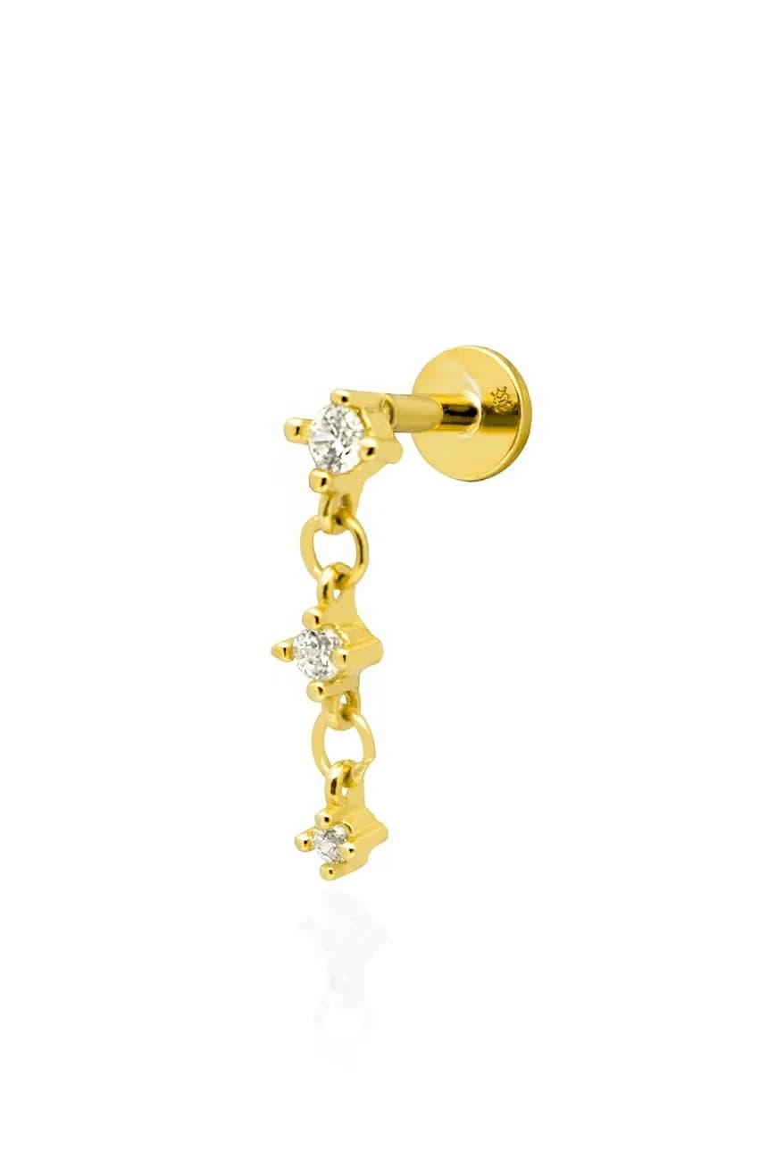 Позолоченная серебряная серьга