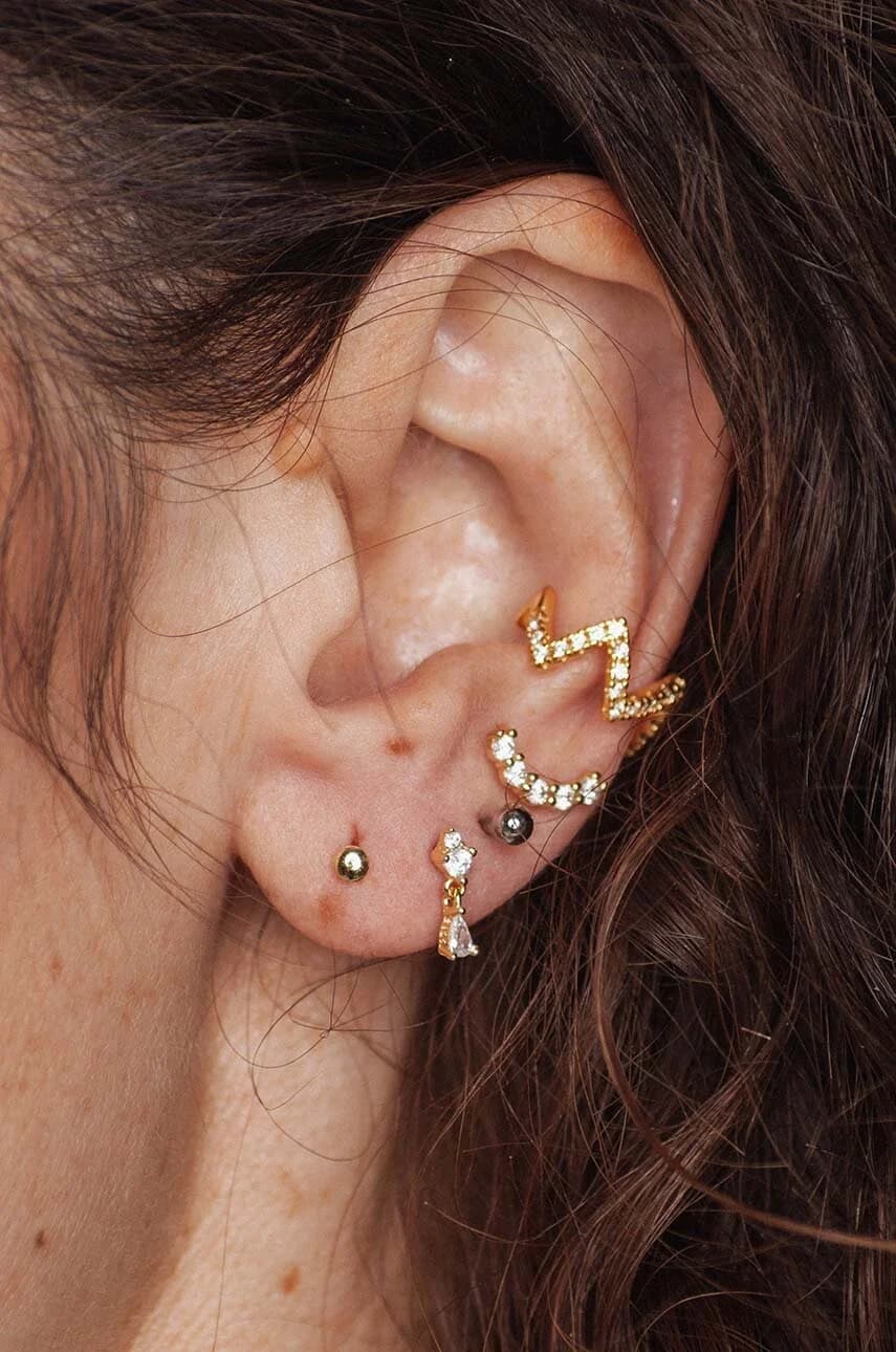 Позолоченная серебряная серьга ROCK IT - фото 3