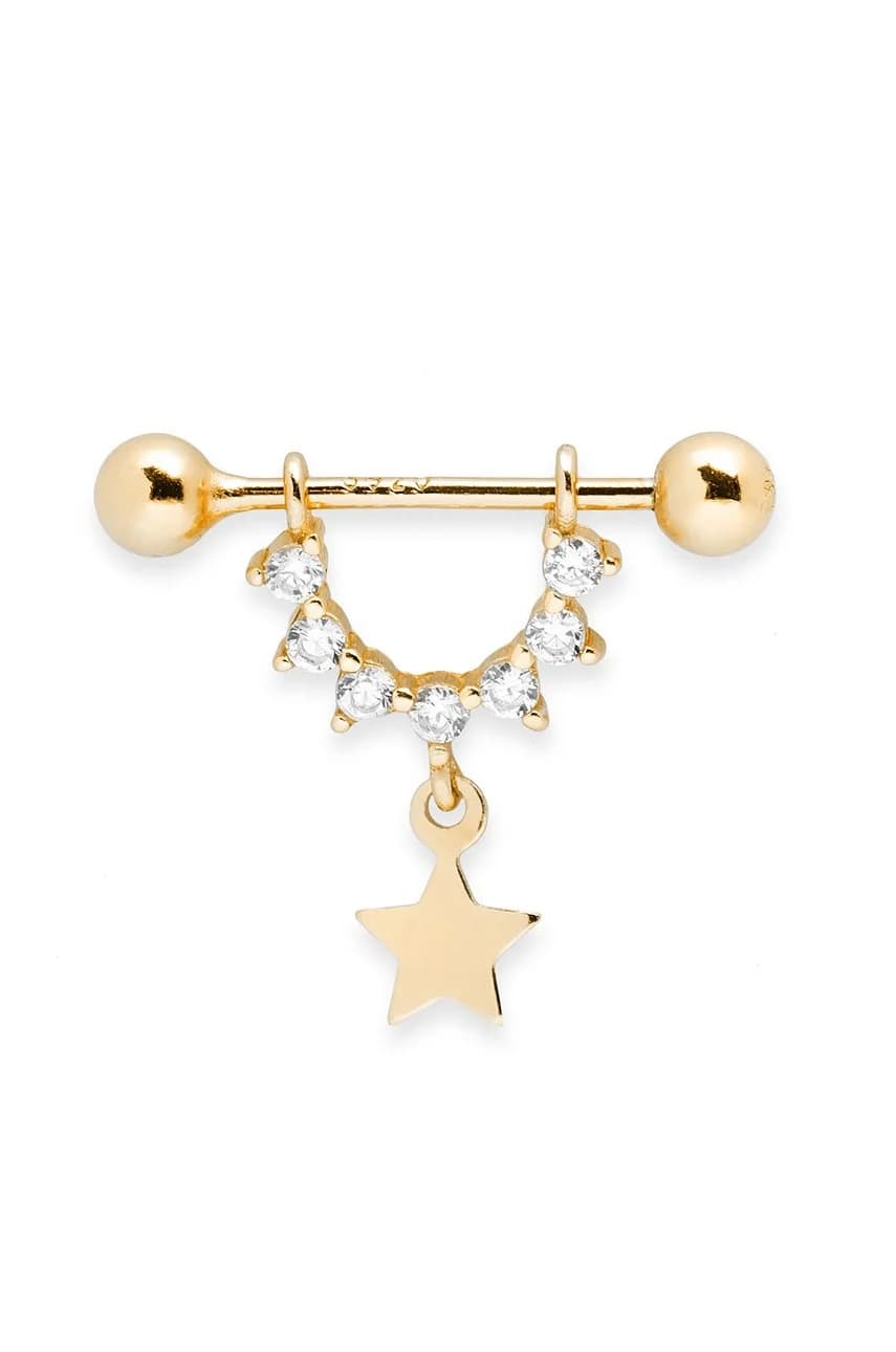 Позолоченная серебряная серьга Piercing Rock It