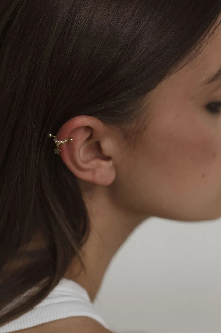 Позолоченная серебряная серьга Piercing Rock It - фото 2