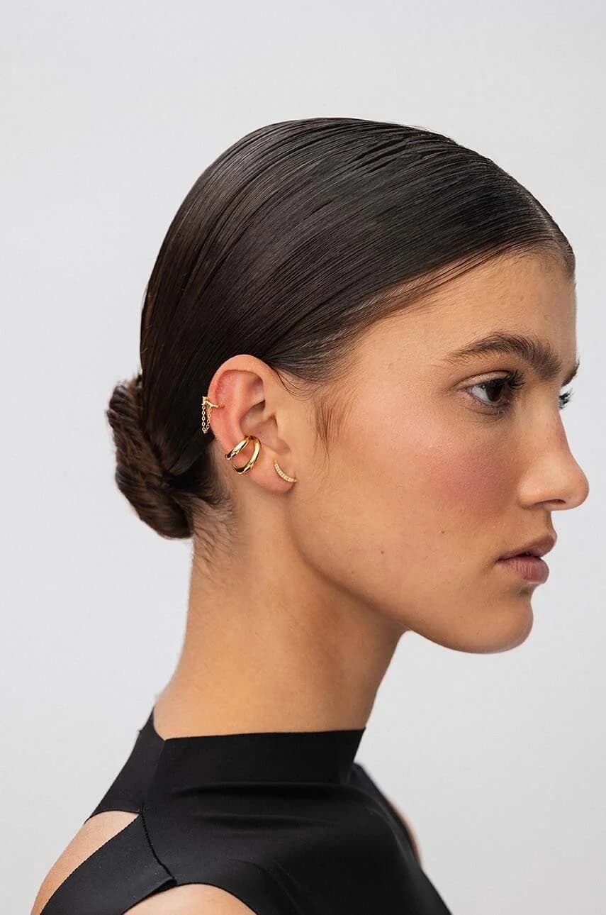 Позолоченная серебряная серьга ROCK IT - фото 4