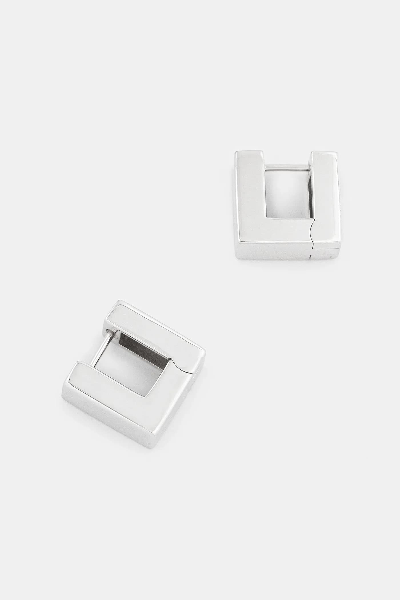 Серебряные квадратные обручи Маленькие серьги