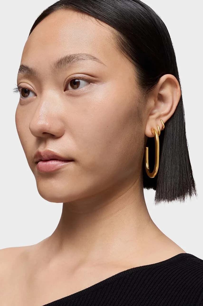 Серьги Line из позолоченного серебра - фото 4