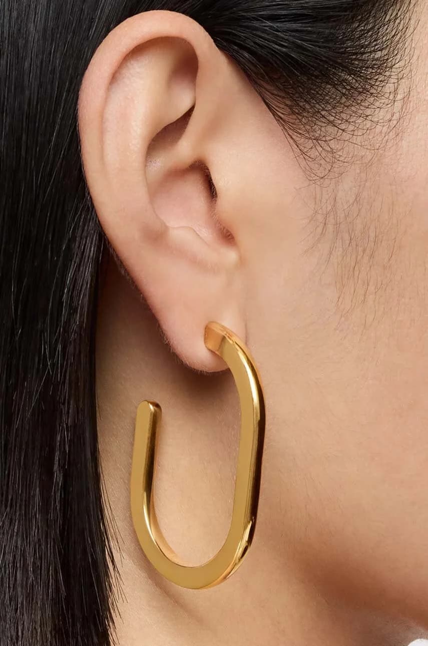 Серьги Line из позолоченного серебра - фото 5