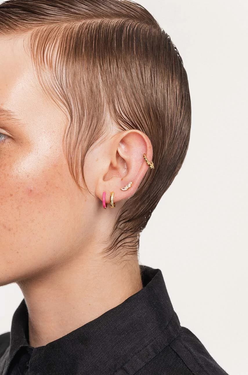 Позолоченная серебряная серьга ROCK IT - фото 2