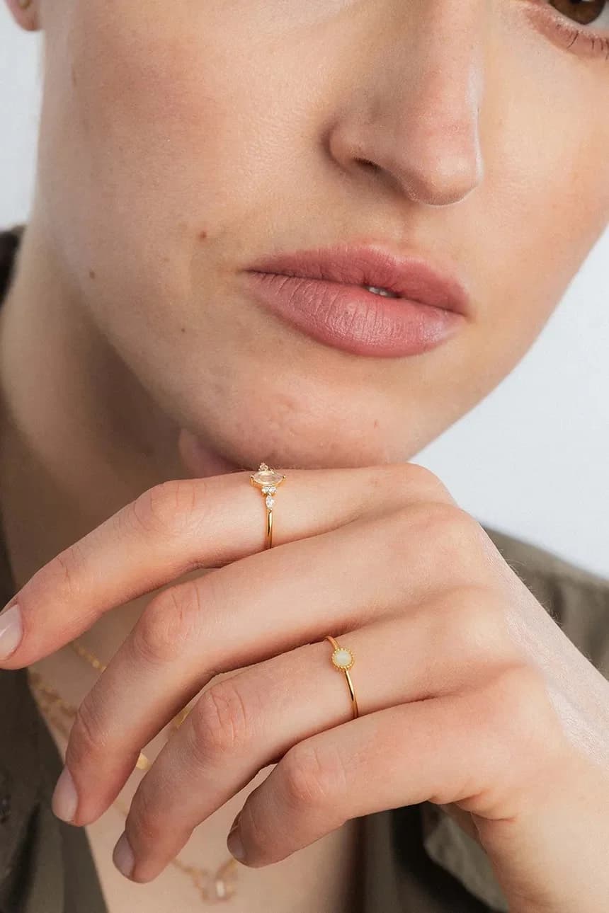 Позолоченное серебряное кольцо DUO - фото 4