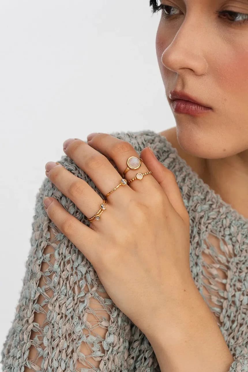 Позолоченное серебряное кольцо DUO - фото 5