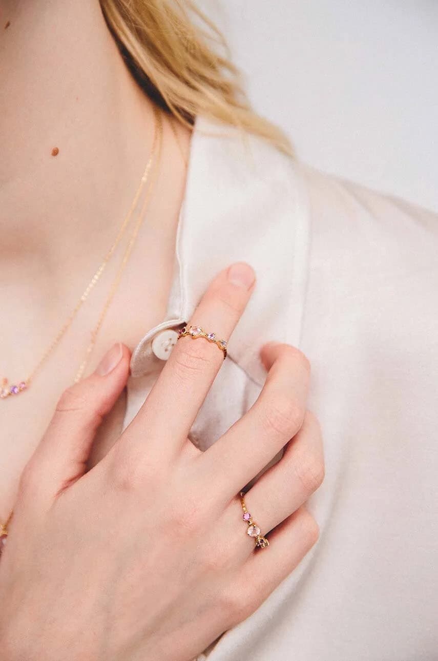 Позолоченное серебряное кольцо DUO - фото 2