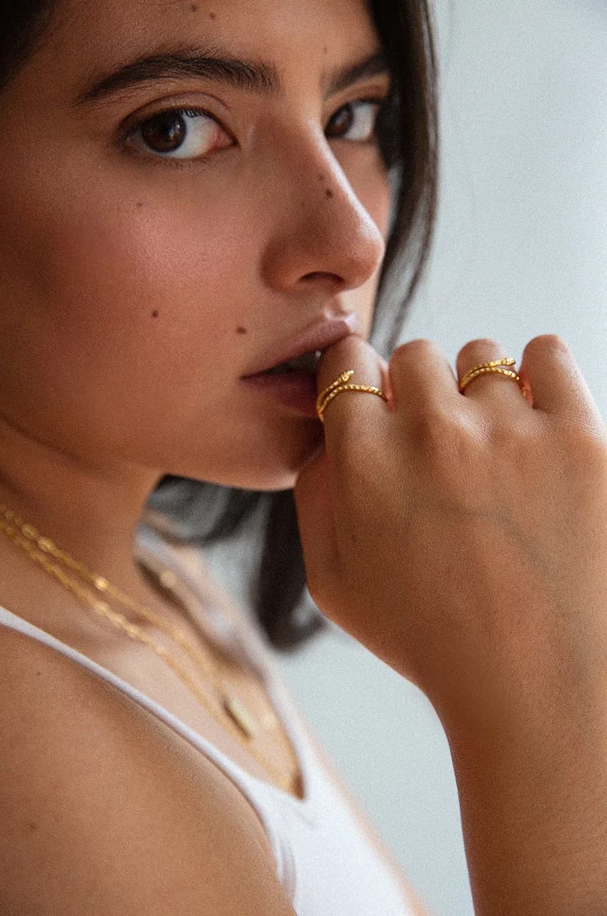 Винтажное серебряное кольцо с позолотой - фото 2