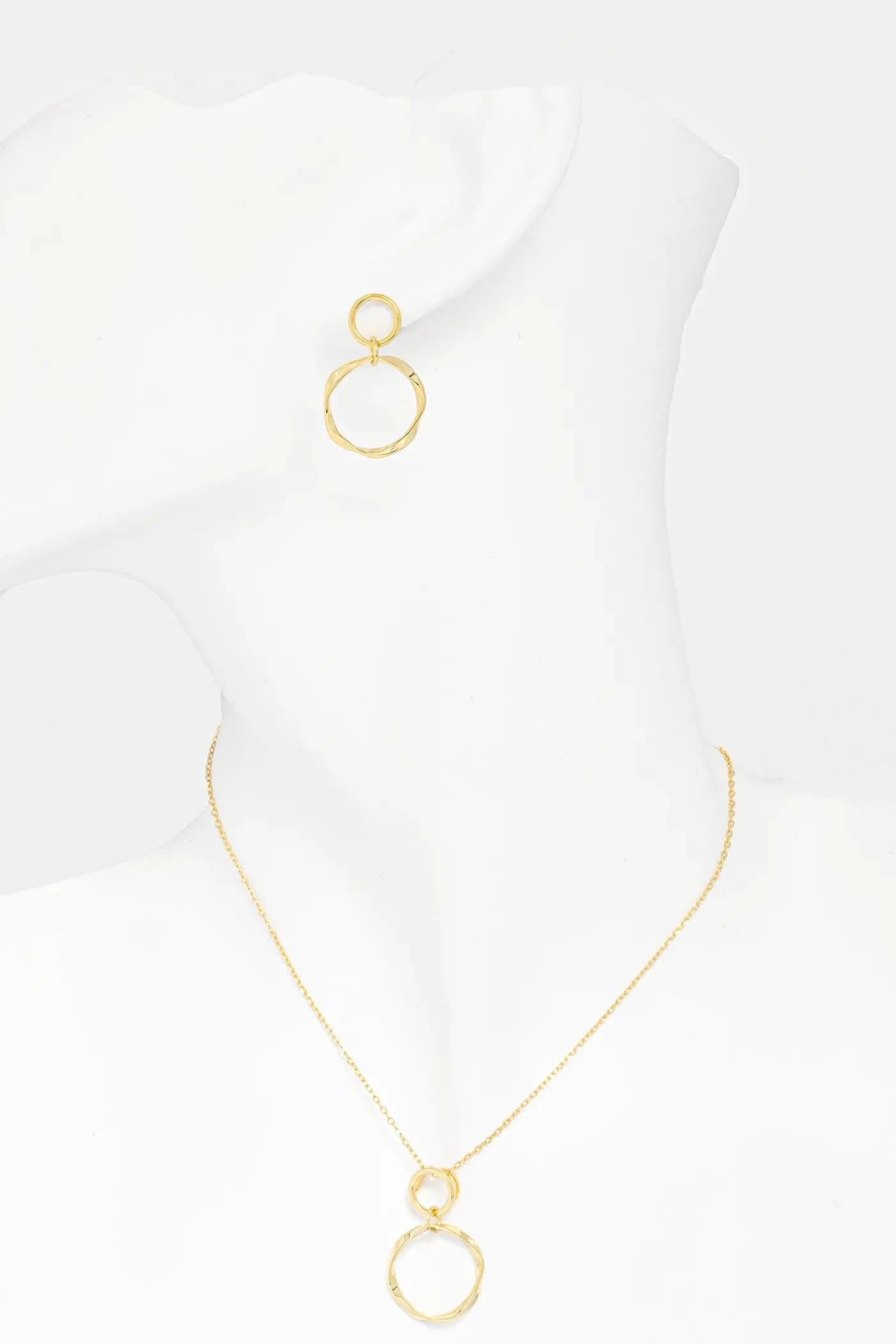 Колье и серьги из позолоченного серебра. - фото 2