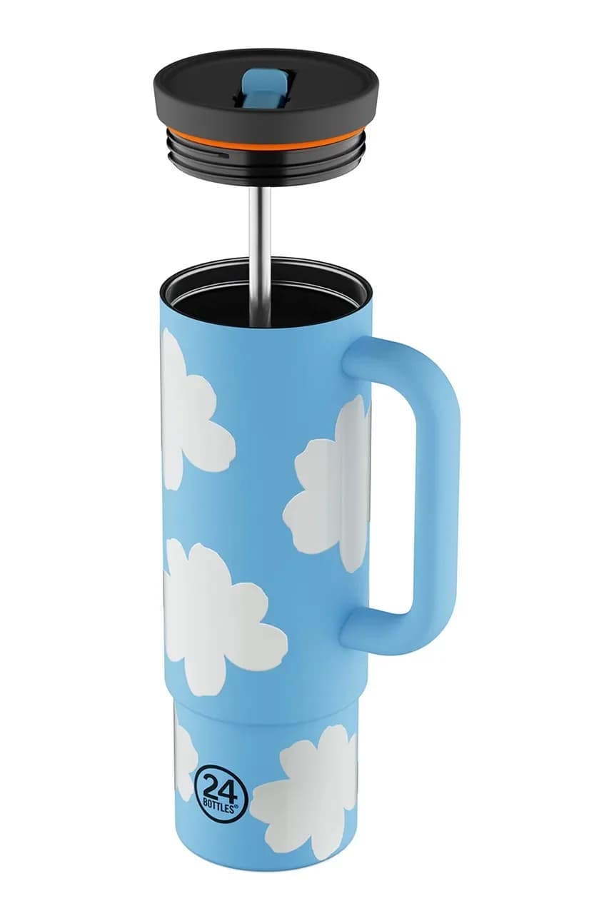 Термокружка соломенная 800мл Синяя - фото 2