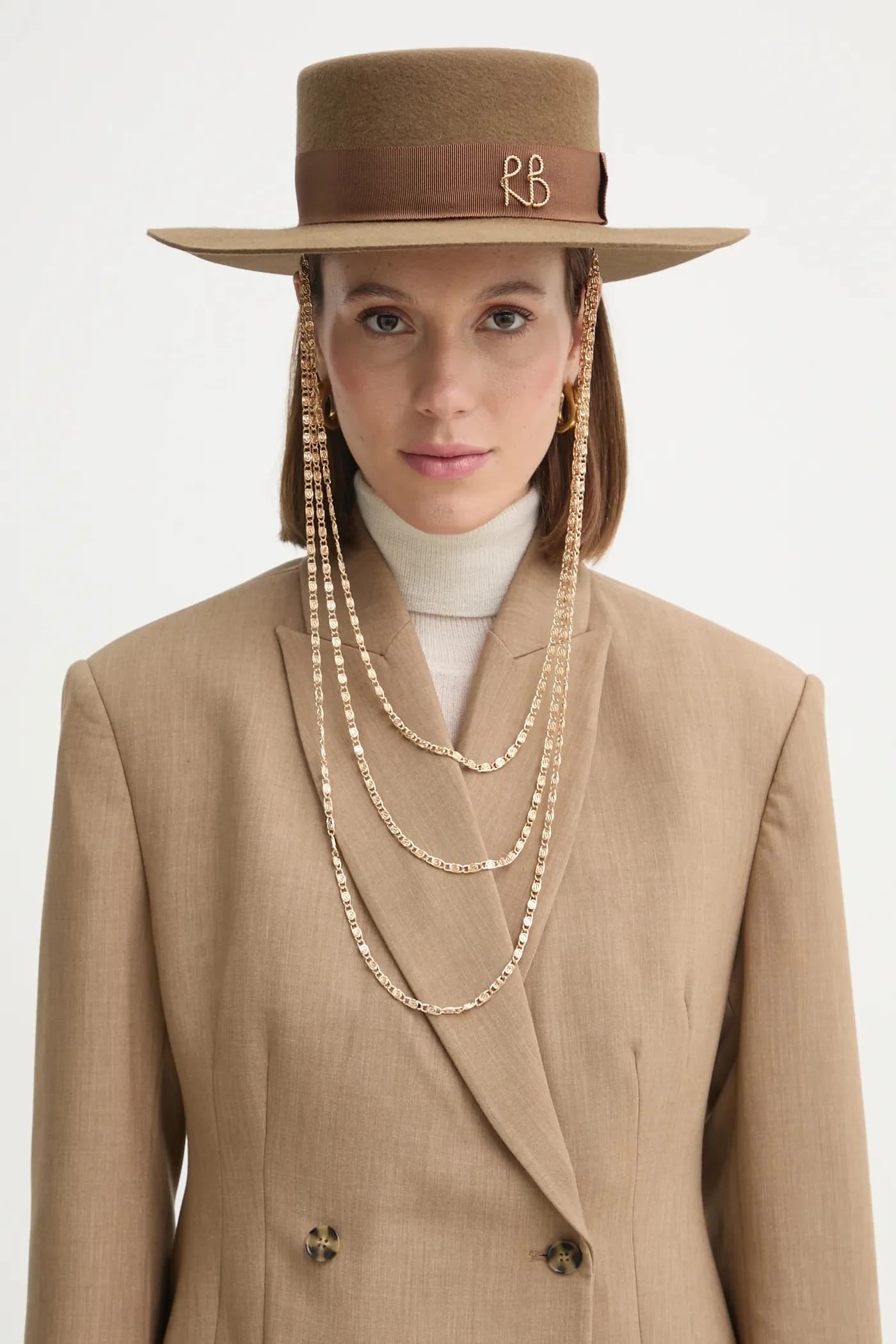 RUSLAN BAGINSKIY Шляпа Canotier с монограммой - фото 7