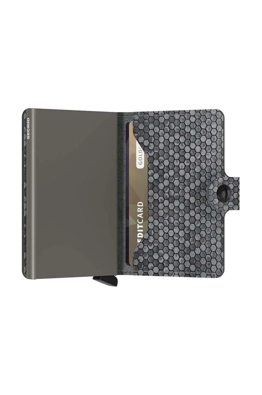 Мини-кошелек Hexagon Серый кожаный кошелек - фото 4