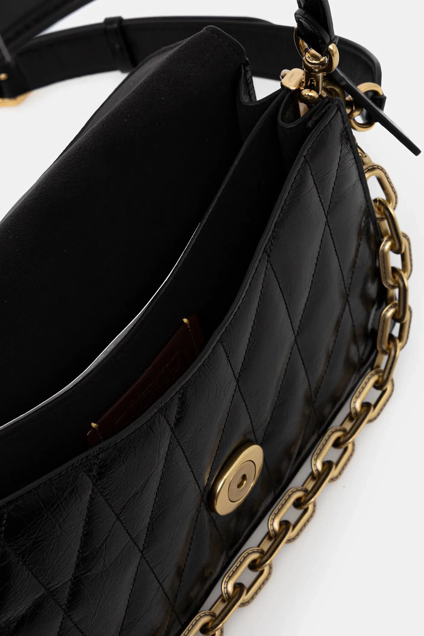 Кожаная сумка через плечо Tabby с стеганой цепочкой - фото 5