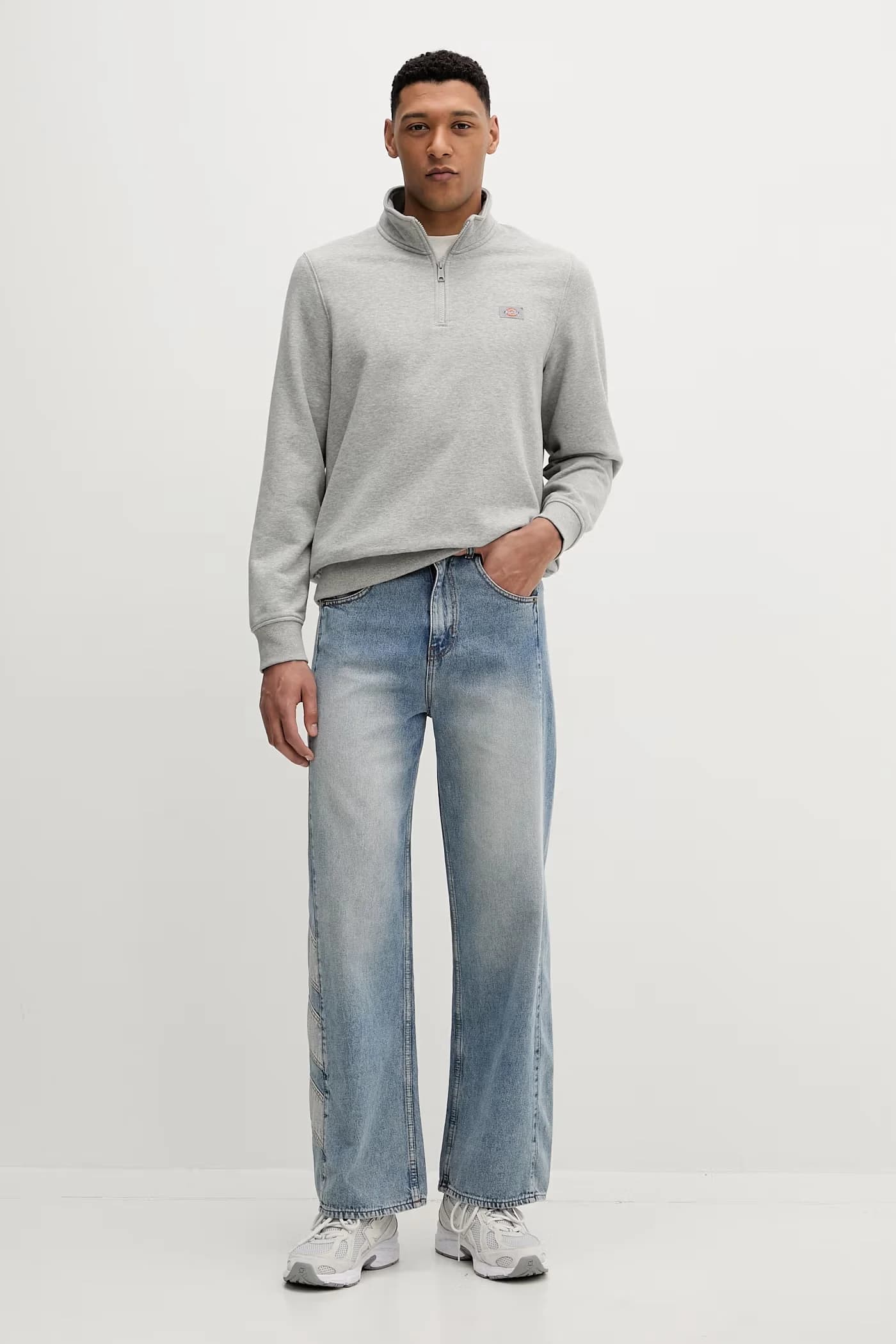 Серый свитшот с молнией в четверть Oakport Heather - фото 2