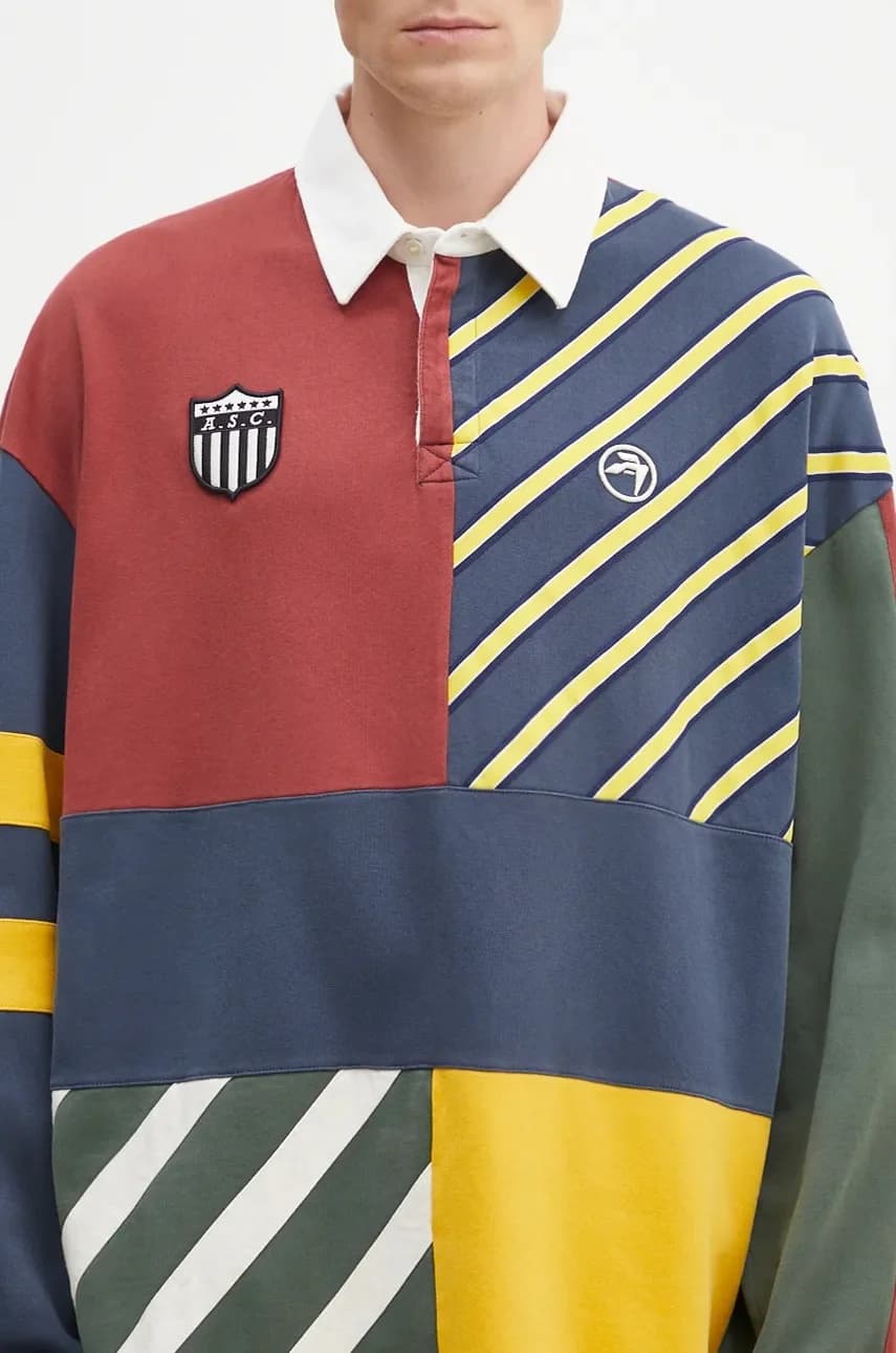 Хлопковая рубашка в стиле регби в стиле пэчворк - фото 5