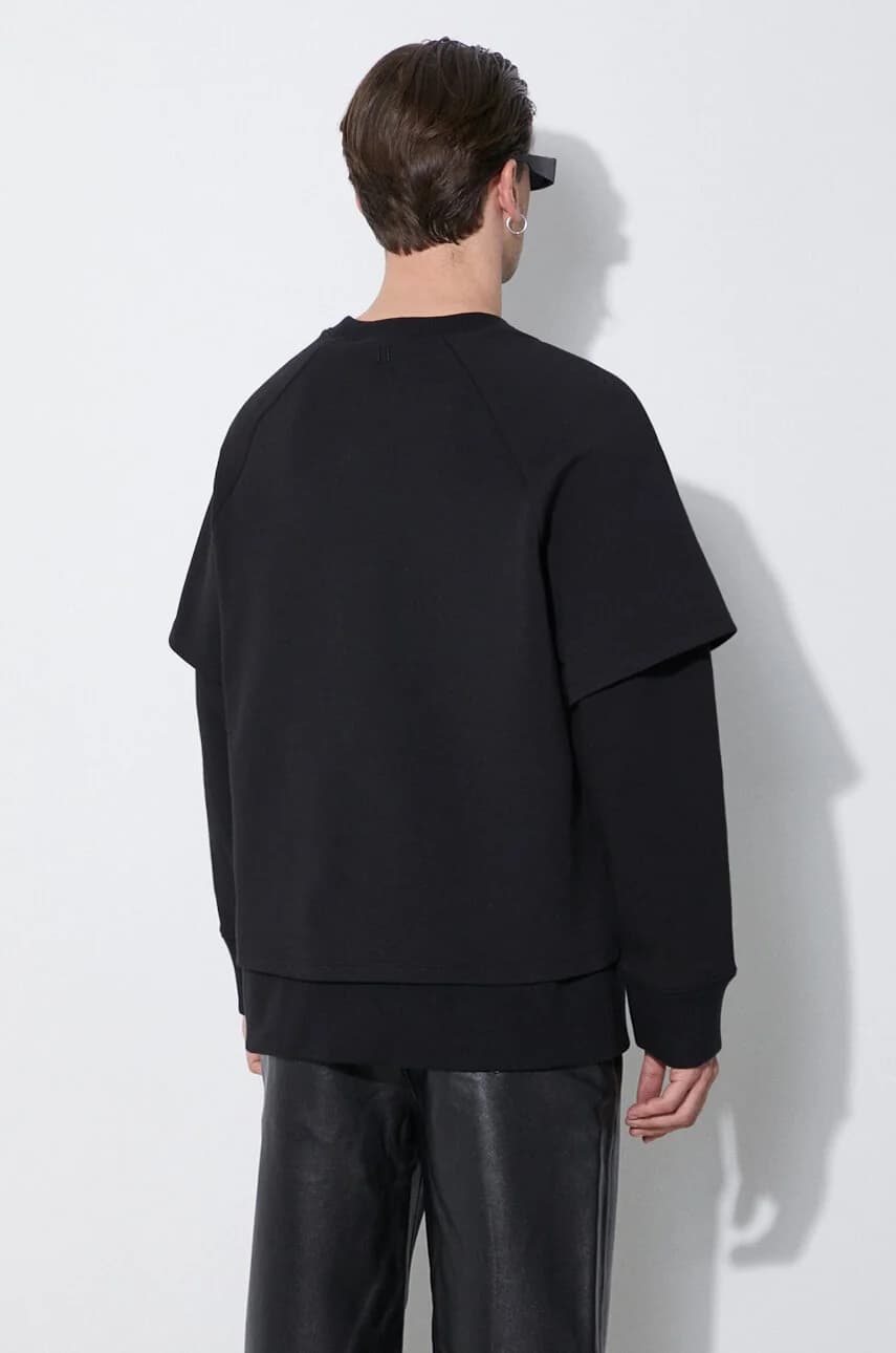 Тонкий двухслойный свитшот с заниженными плечами - фото 3