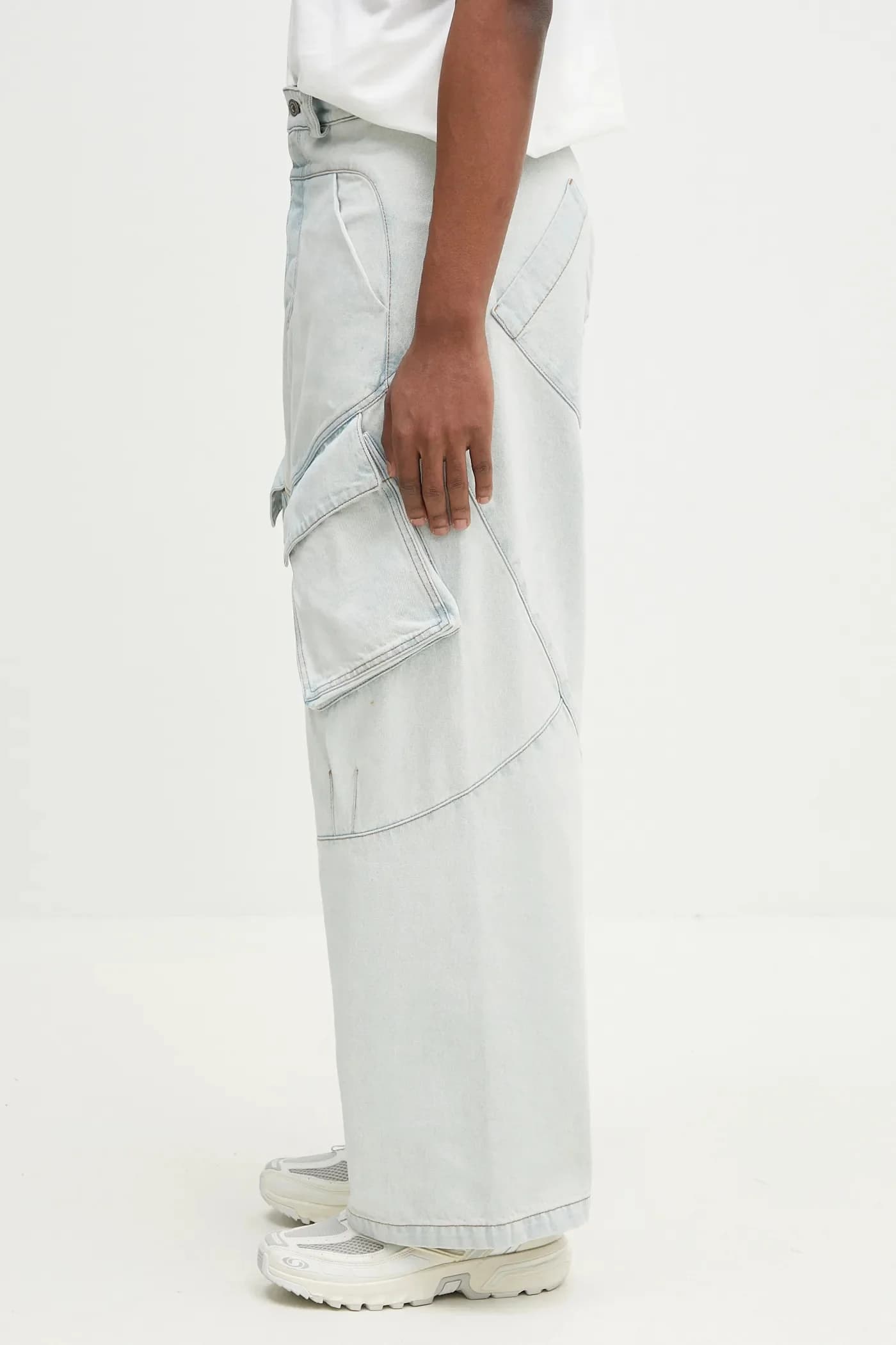 Светло-синие джинсы карго Bleach Denim Wide Cargo из хлопка No Co. - фото 2