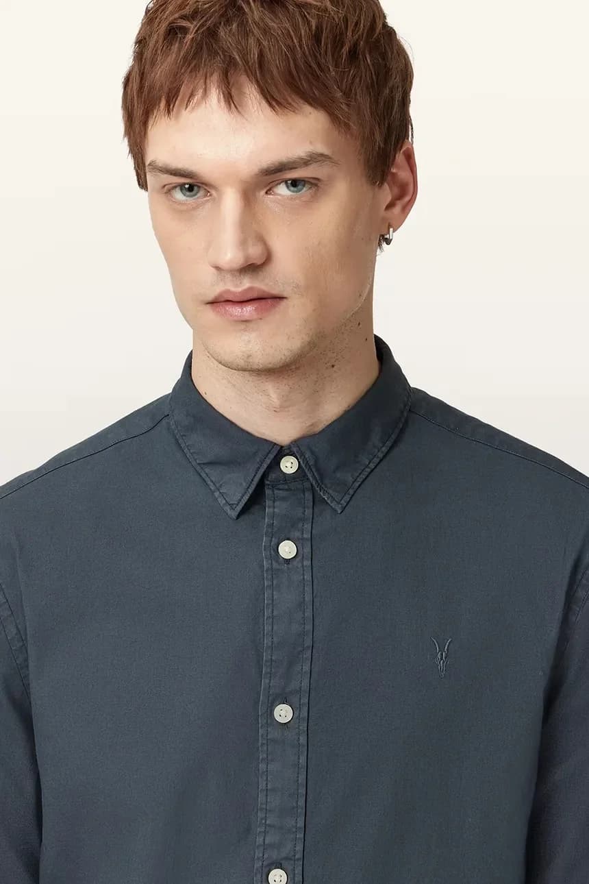 Хлопковая рубашка HAWTHORNE LS SHIRT синяя для мужчин - фото 2