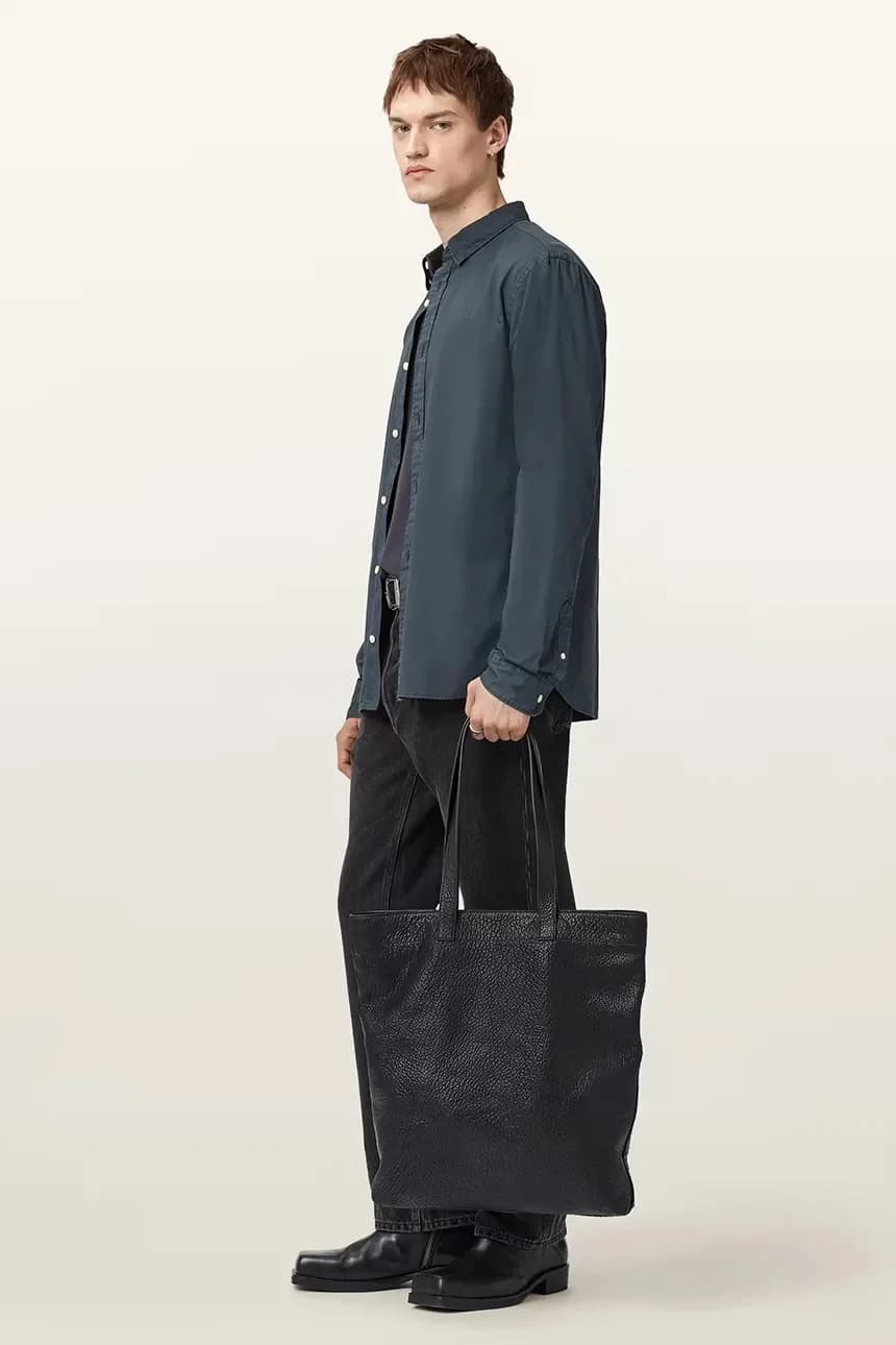 Хлопковая рубашка HAWTHORNE LS SHIRT синяя для мужчин - фото 6