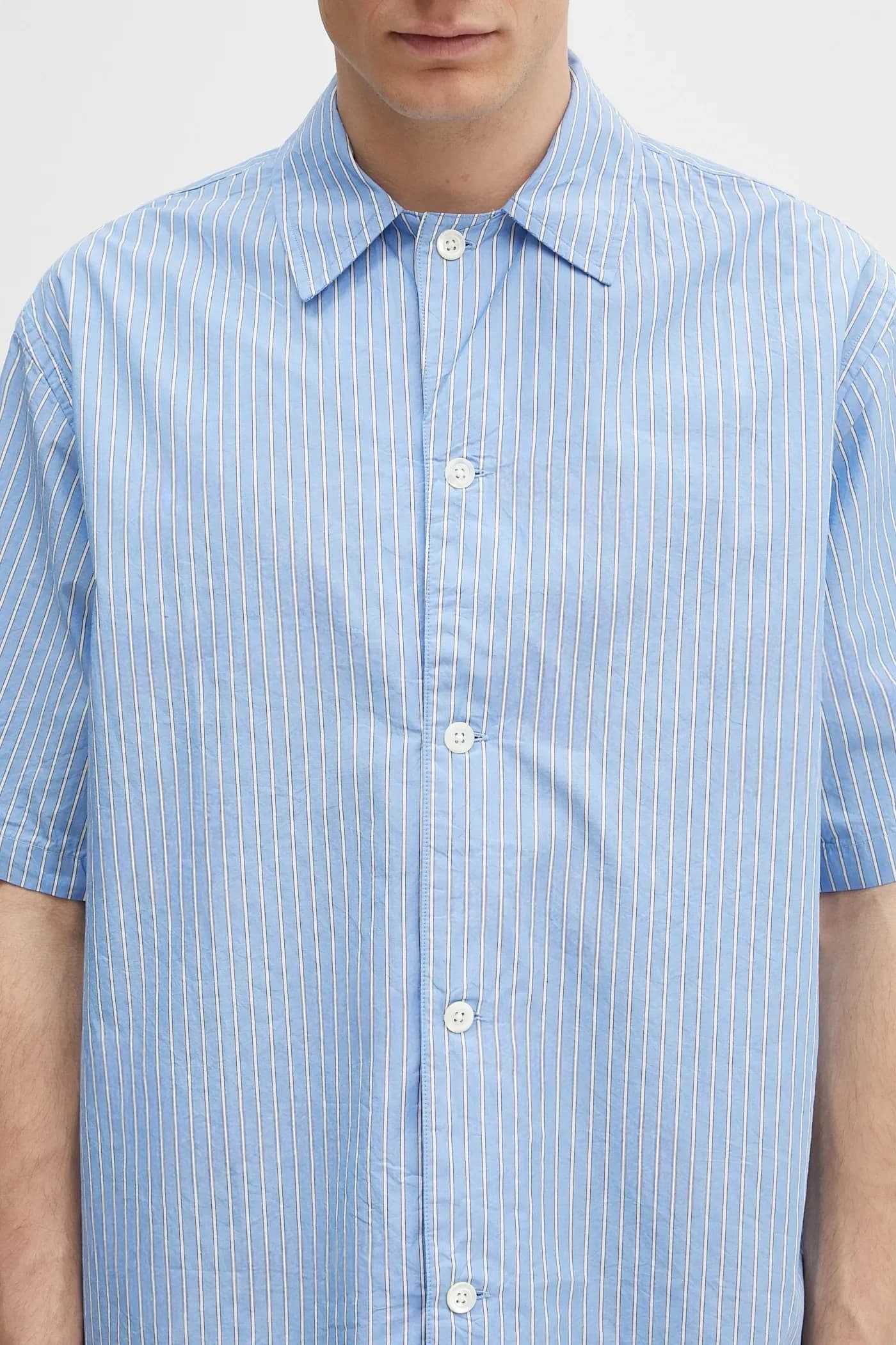 Хлопковая рубашка Mads Poplin Stripe SS - фото 4