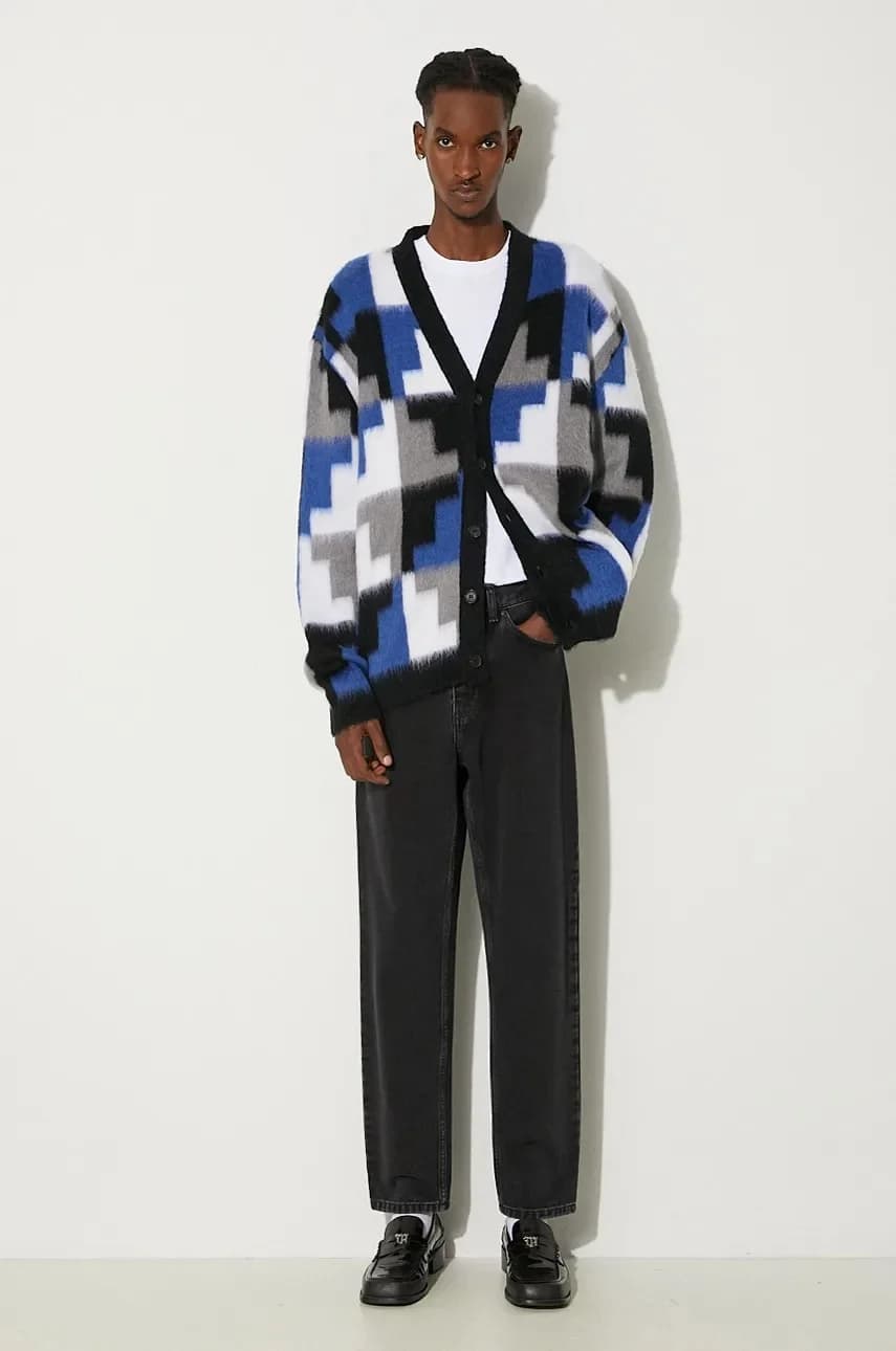 Кардиган из смесовой шерсти AOP Damier Cross Knit Cardigan - фото 5