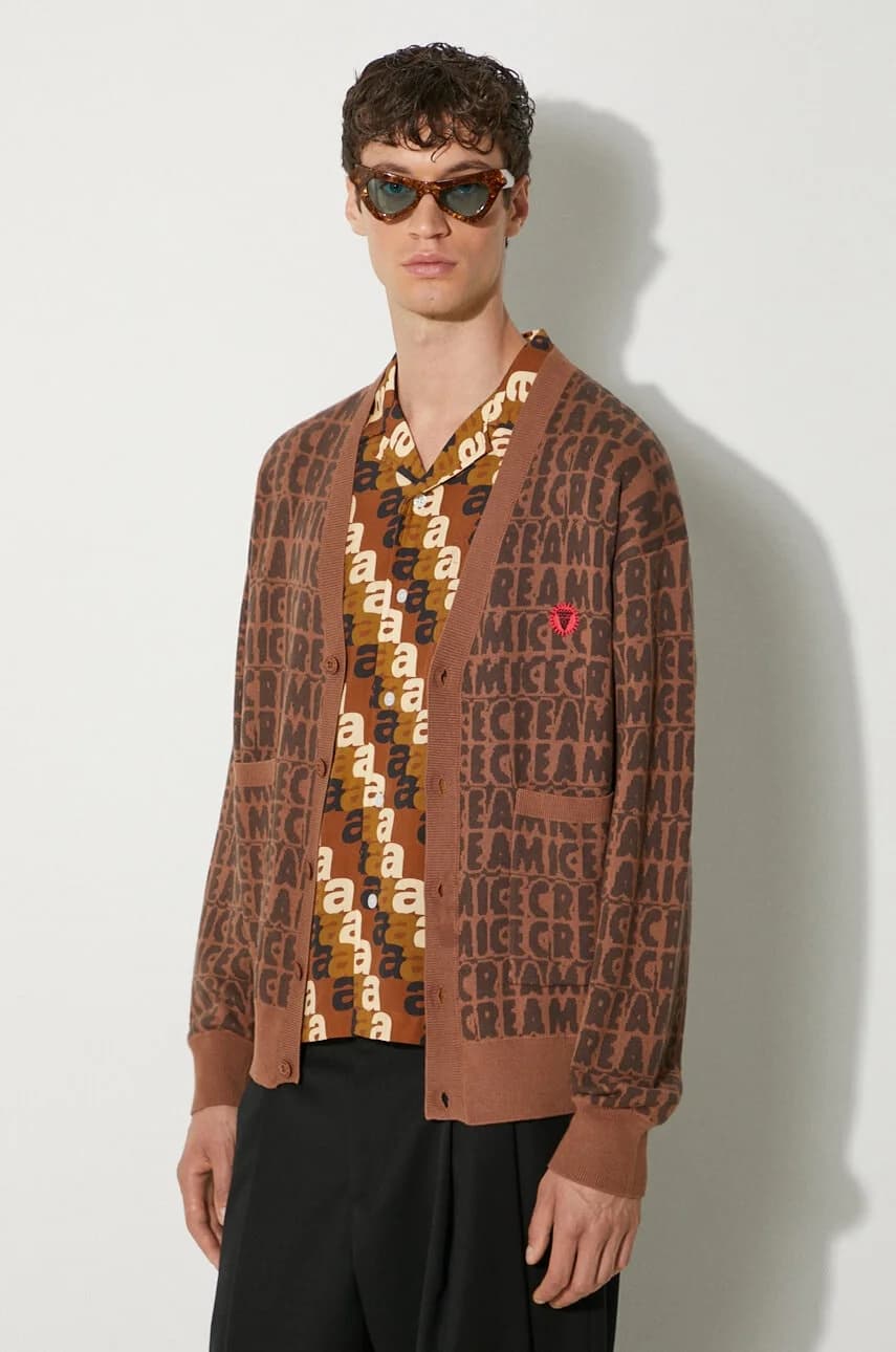 Кардиган из смесовой шерсти с текстовым принтом