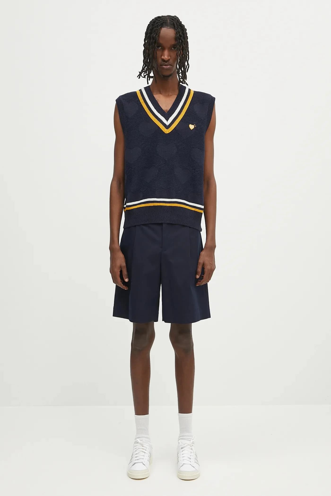 Короткие шорты из хлопка с круглым вырезом - фото 4