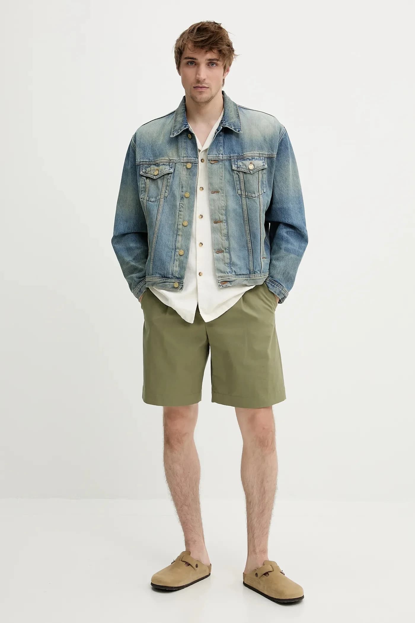 Короткие шорты из хлопка с круглым вырезом - фото 2