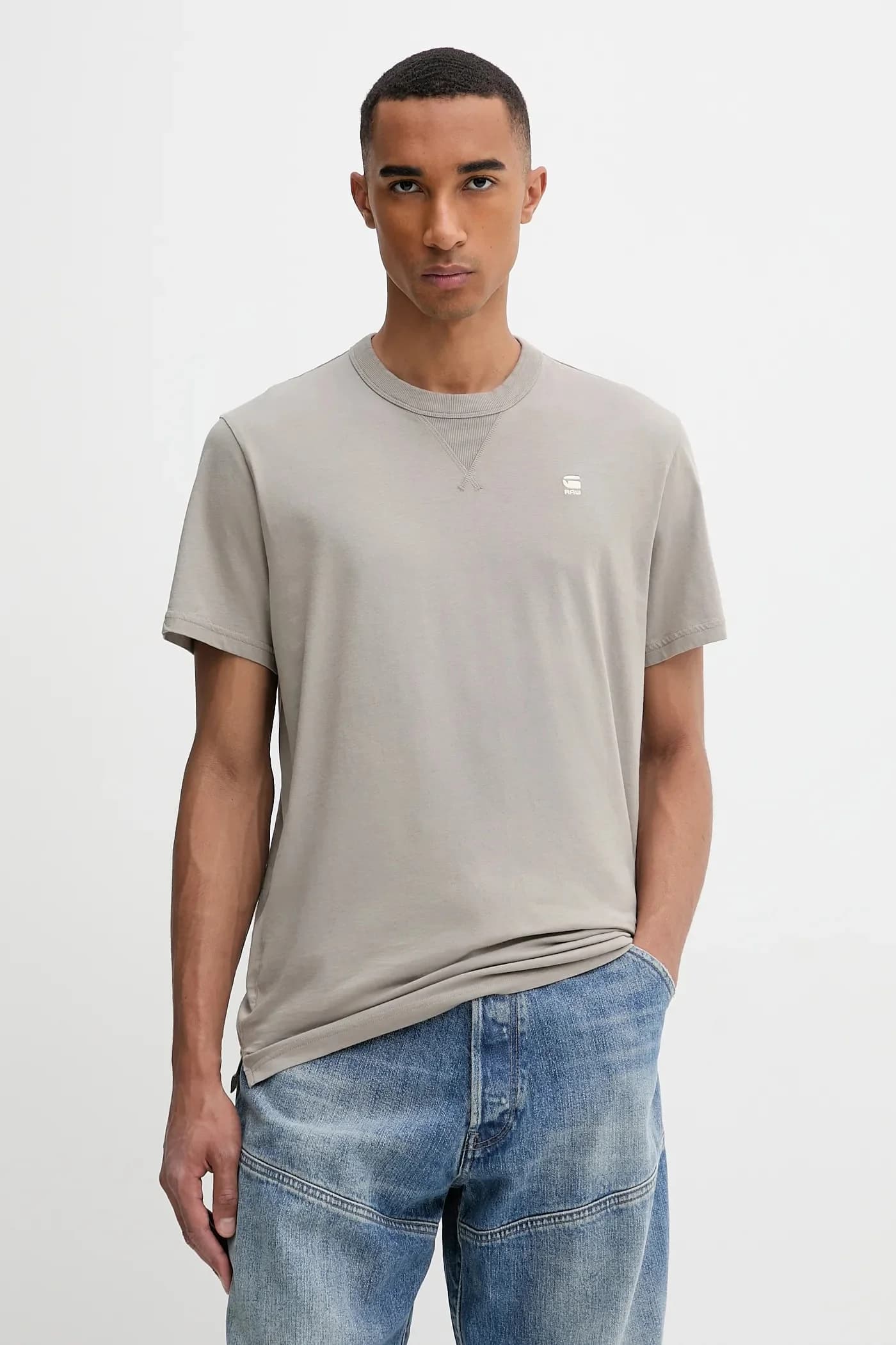 Футболка из сырого хлопка Nifous бежевая для мужчин