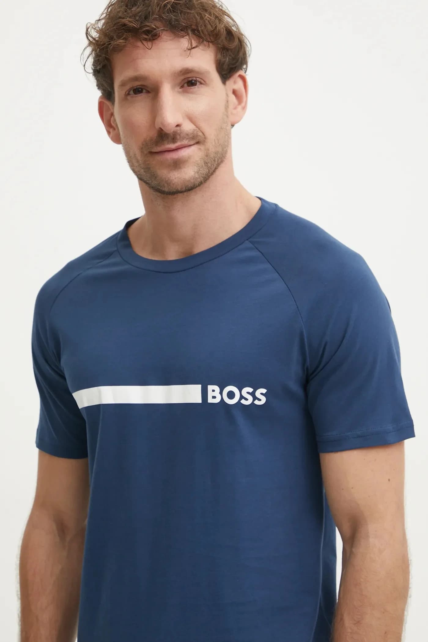 Хлопковая футболка RN Slim Fit синяя для мужчин - фото 4