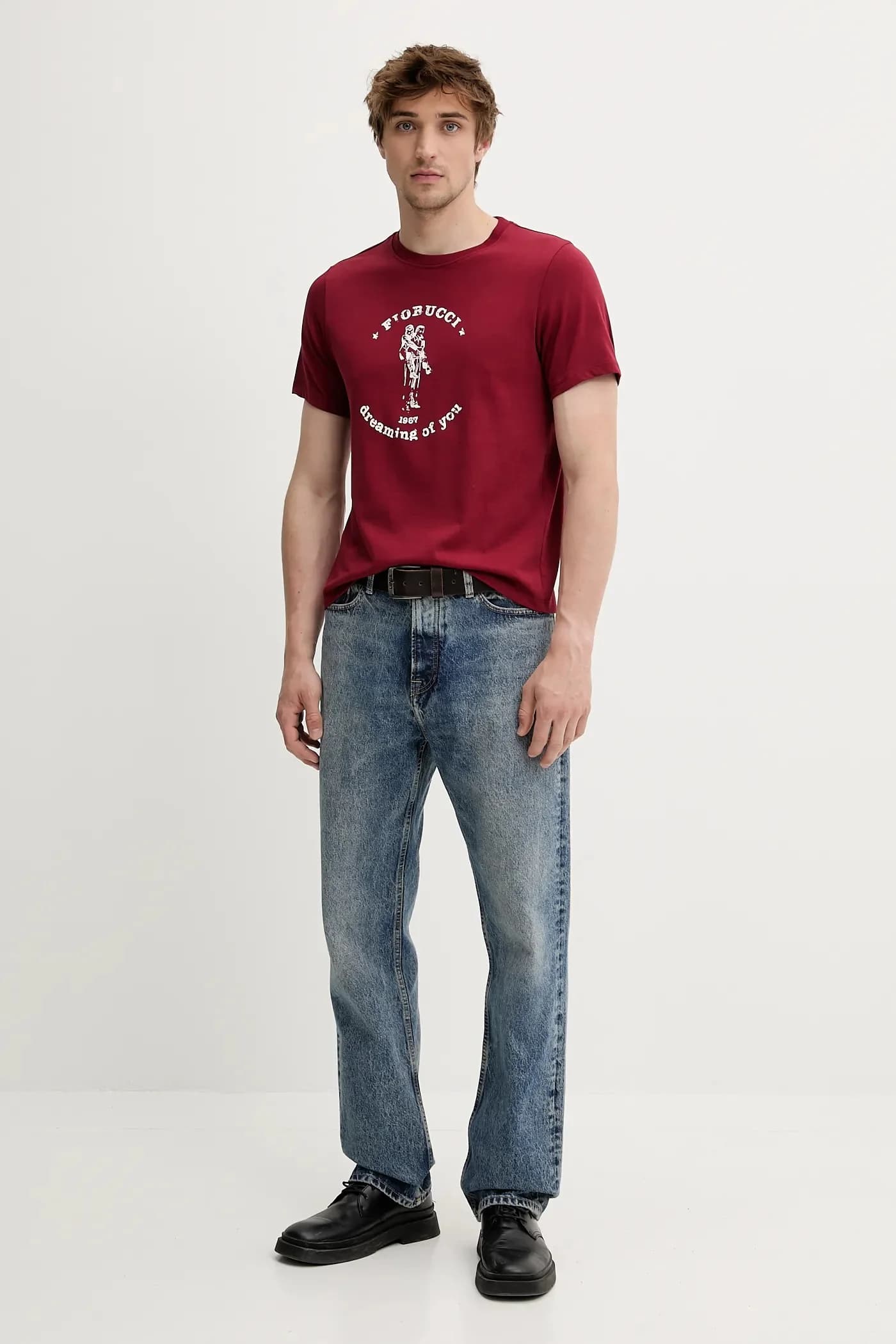 Хлопковая футболка Темно-красная Футболка обычного кроя Dreaming of You - фото 2