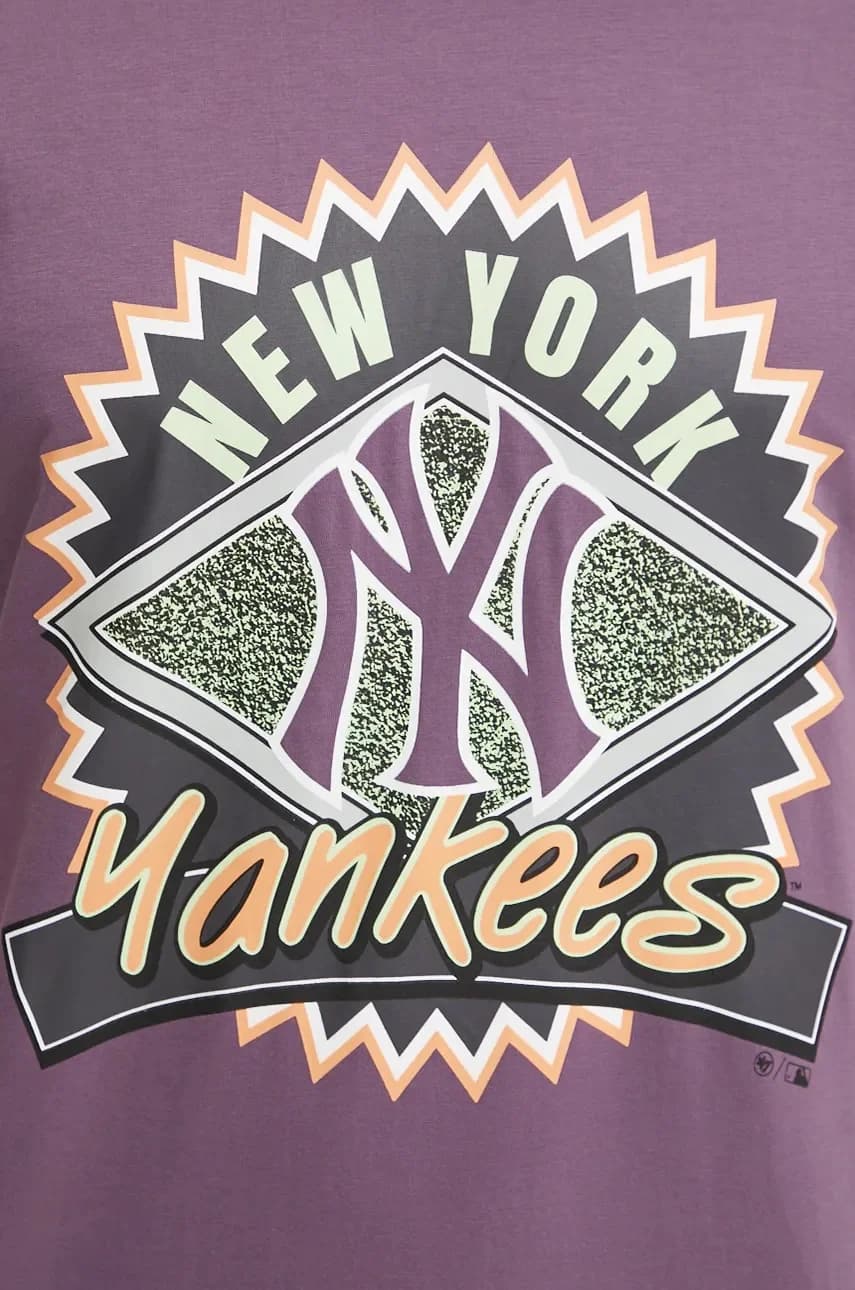 Хлопковая футболка MLB New York Yankees фиолетовая для мужчин - фото 5