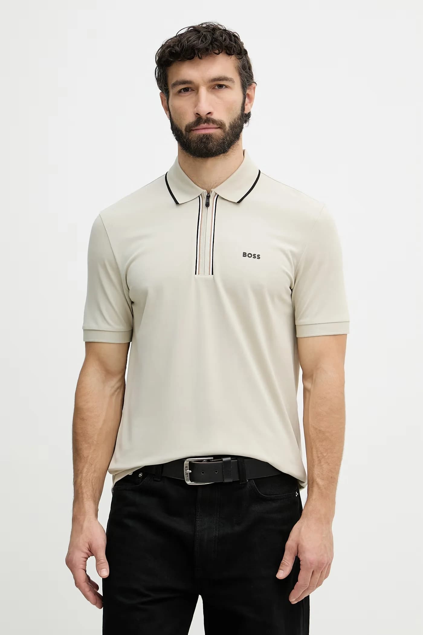 Мужское поло из хлопка с эластаном