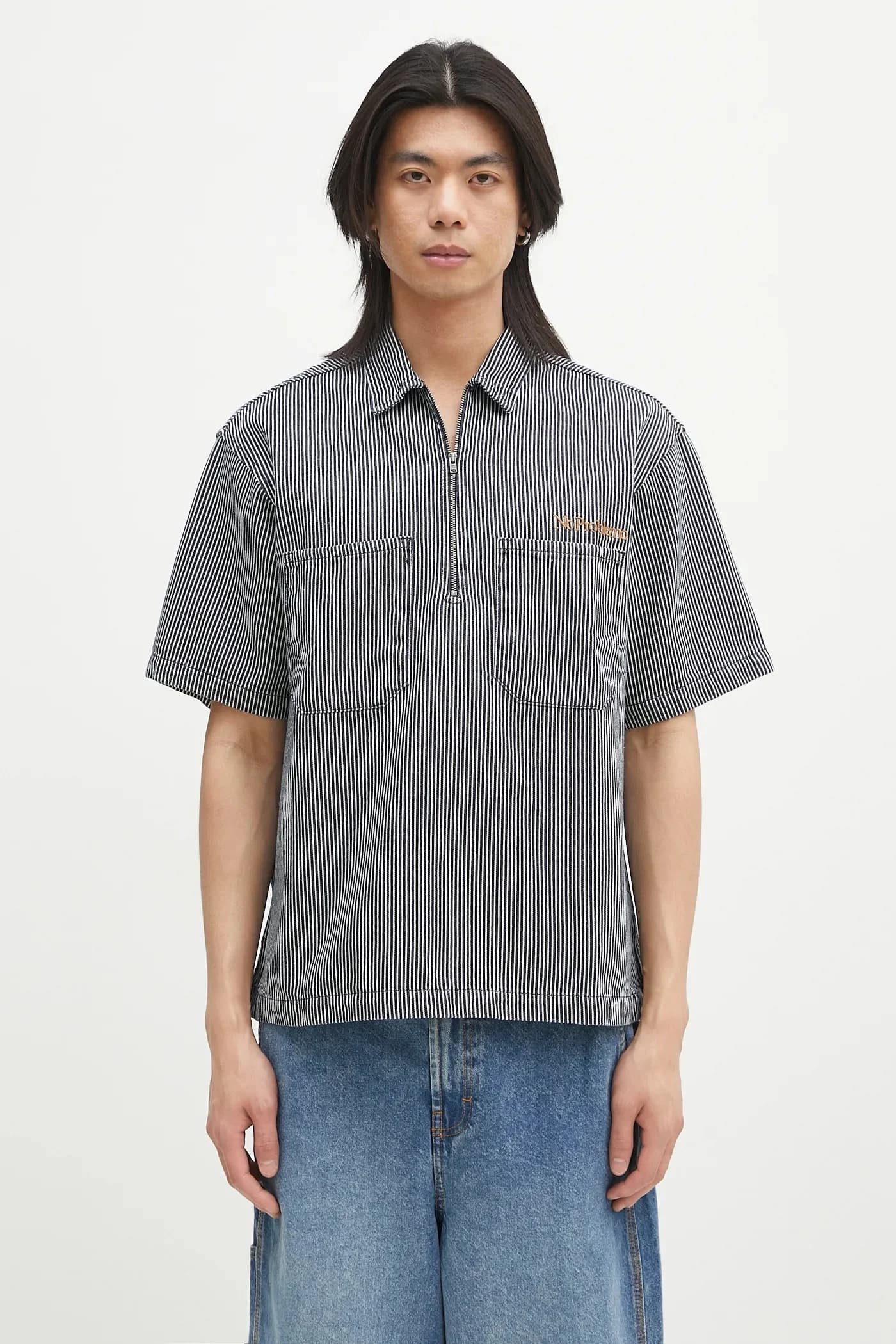 Хлопковая рубашка-поло Mini Issueo SS Work Shirt - Джинсовый