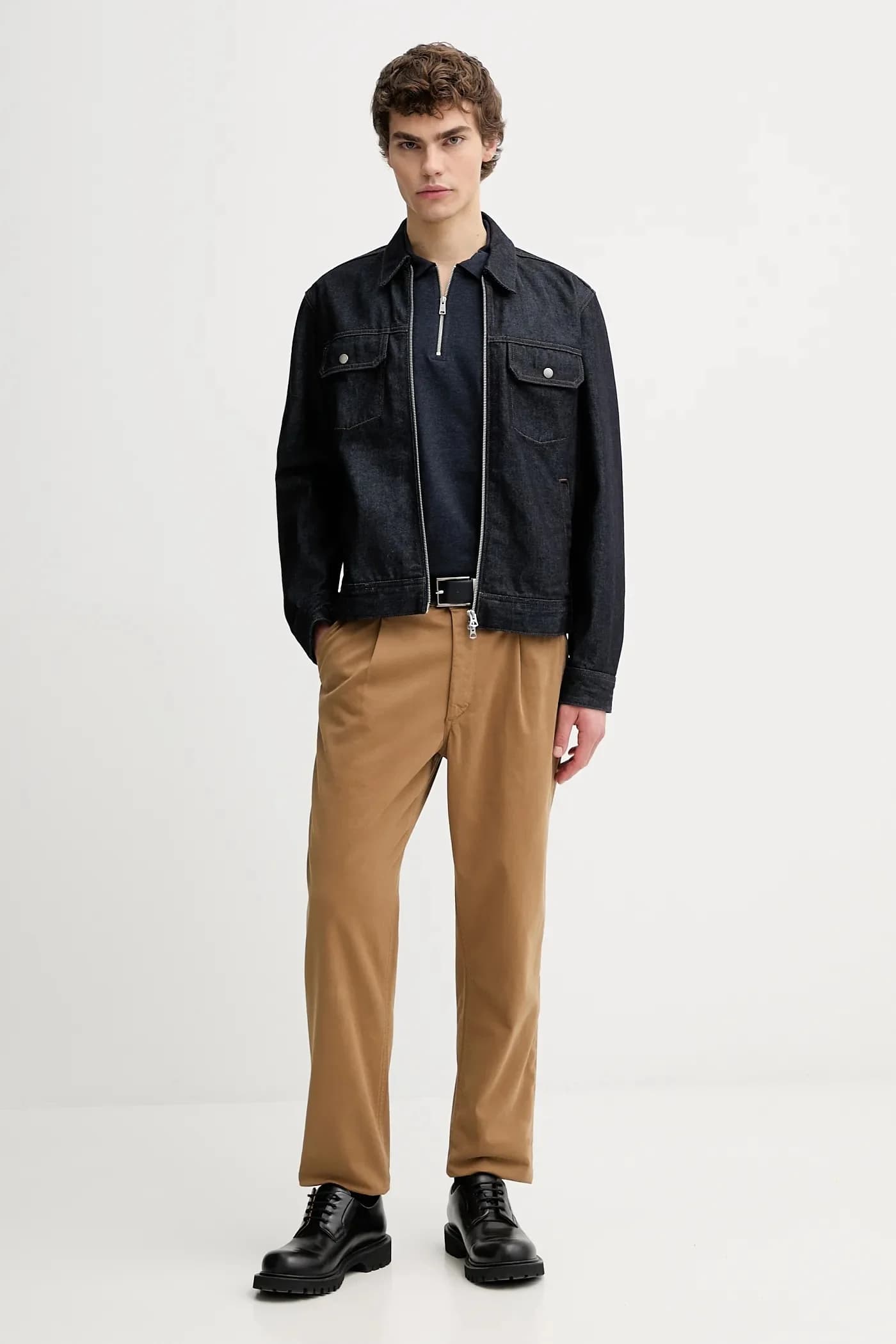 Хлопковая рубашка с длинным рукавом - фото 2